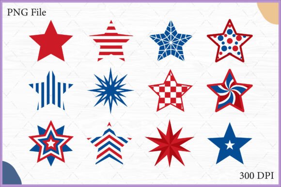 Download Decorative Patriotic Stars Clipart Set - Stars Collection