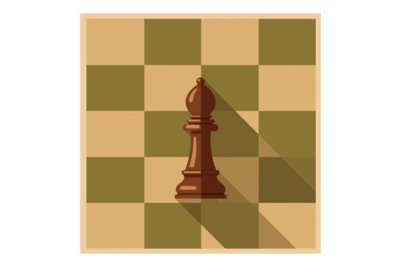 Download Brown Chess Bishop Piece on Checkered Bo - Check Collection