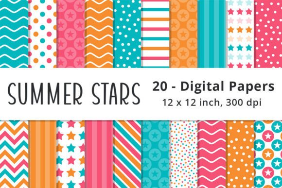 Download Summer Stars Digital Paper Backgrounds - Stars Collection