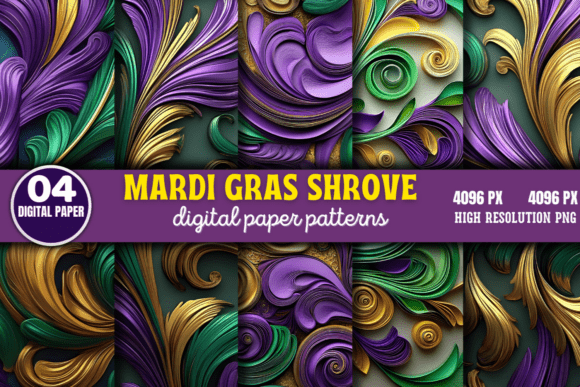 Download Mardi Gras Shrove Digital Paper Pattern - Premium Bundle