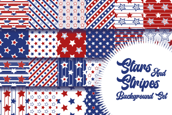 Download Stars and Stripes Background Seamless Pattern Set - Stars Collection
