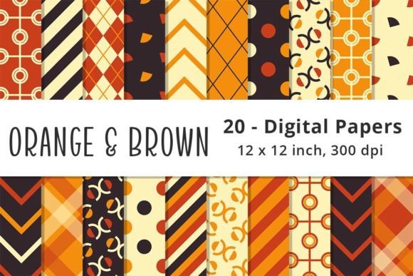 Download Orange and Brown Digital Pattern Paper - Orange and brown Collection