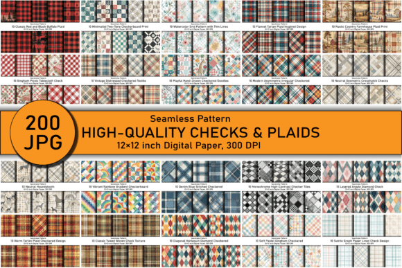 Download 200 Checks &amp; Plaids Digital Patterns - Check Collection