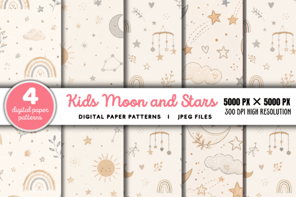 Download Kids Moon and Stars Paper 1 - Stars Collection
