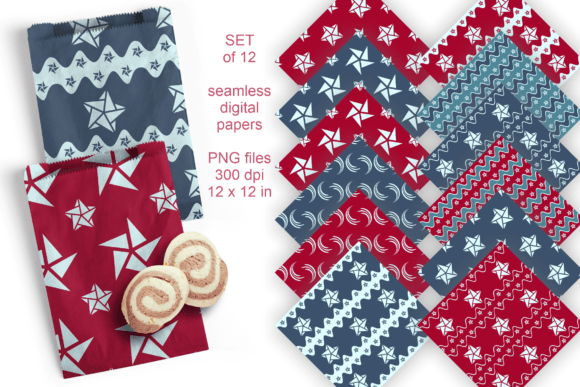 Download Red Blue Seamless Stars Paper Set of 12 - Stars Collection