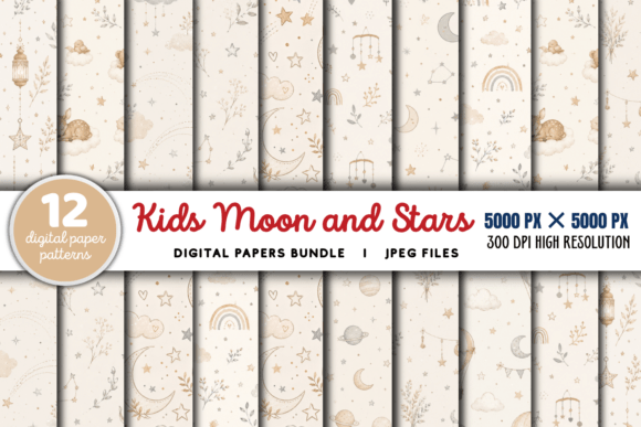 Download Kids Moon and Stars Paper Bundle - Stars Collection