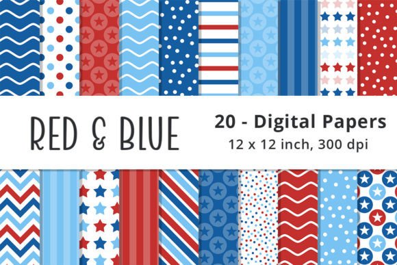 Download Red, White, &amp; Blue Stars Pattern Paper - Stars Collection